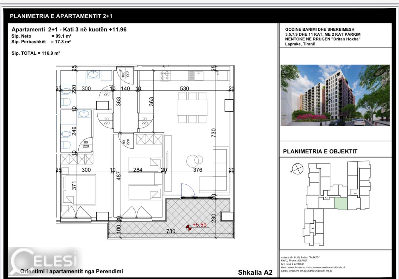 SHITET APARTAMENT 2+1 NË TIRANË – Laprakë